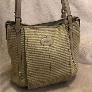 Tods G-line selleria sacca woven straw bag